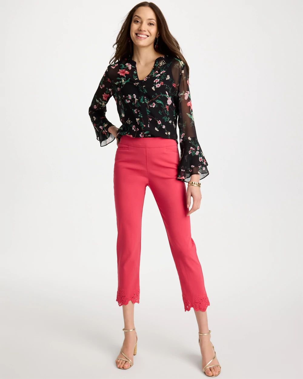 苺　0519 Embroidered Brigitte™ Slim Crop Pant | Chico's